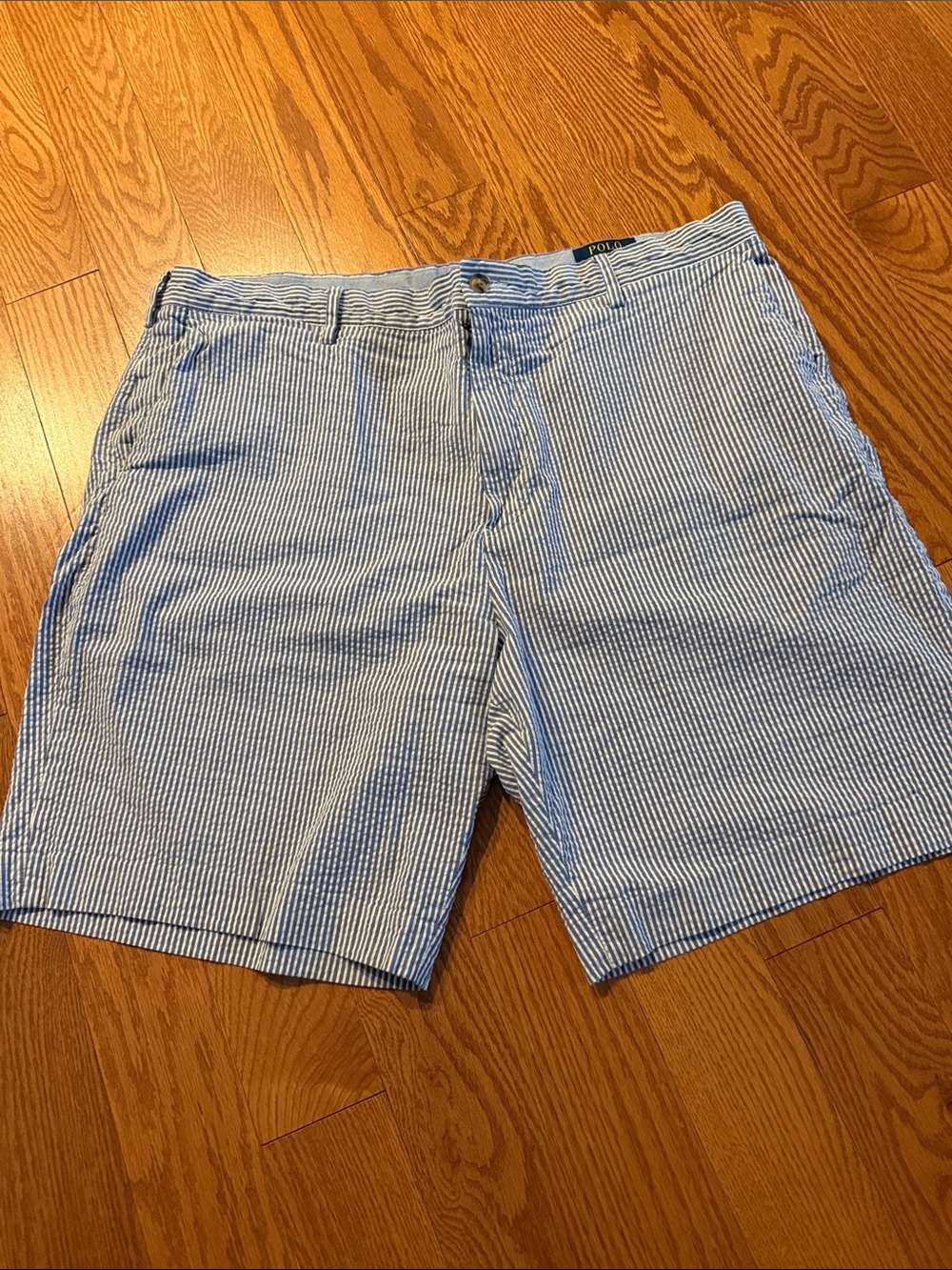 Polo by Ralph Lauren Blue Seersucker Men’s Classic Fit Shorts. EUC